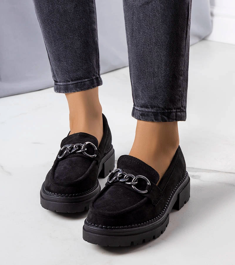 1-Černé mokasíny na traktorové podrážce Ermens-1