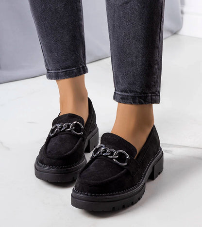 1-Černé mokasíny na traktorové podrážce Ermens-1