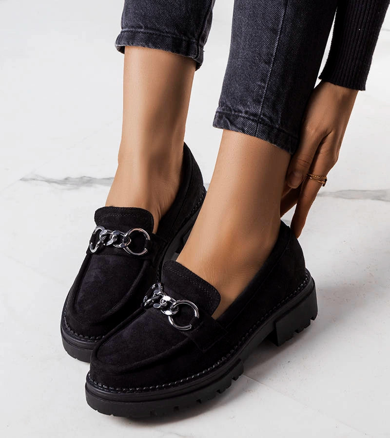 2-Černé mokasíny na traktorové podrážce Ermens-2