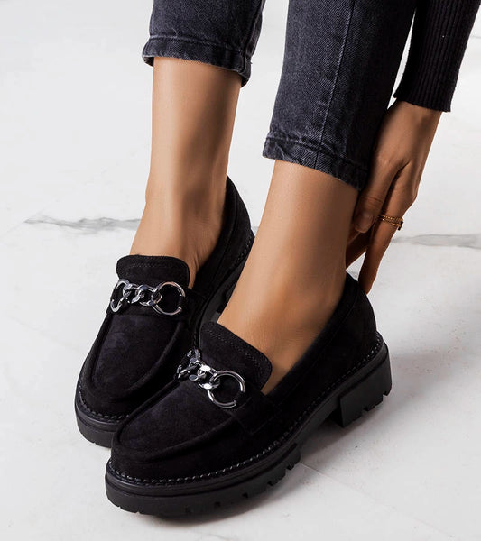 2-Černé mokasíny na traktorové podrážce Ermens-2