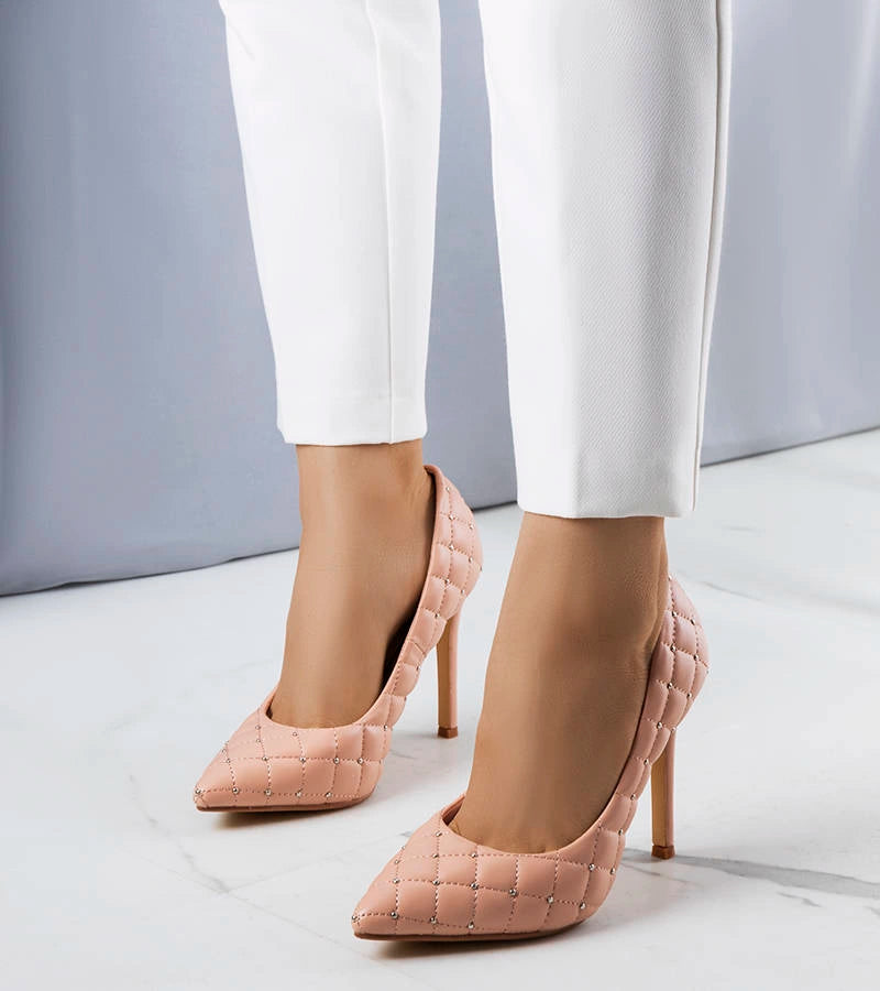 1-Růžové prošívané jehlové podpatky Dayton-1