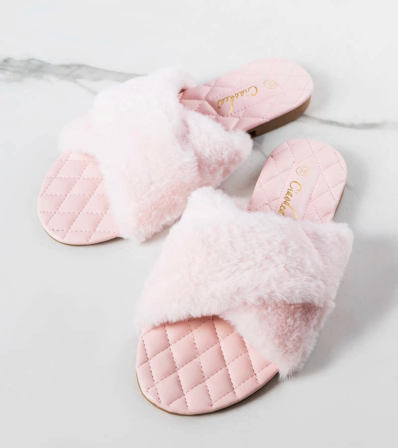 3-Růžové žabky s kožešinou Karsyn-3