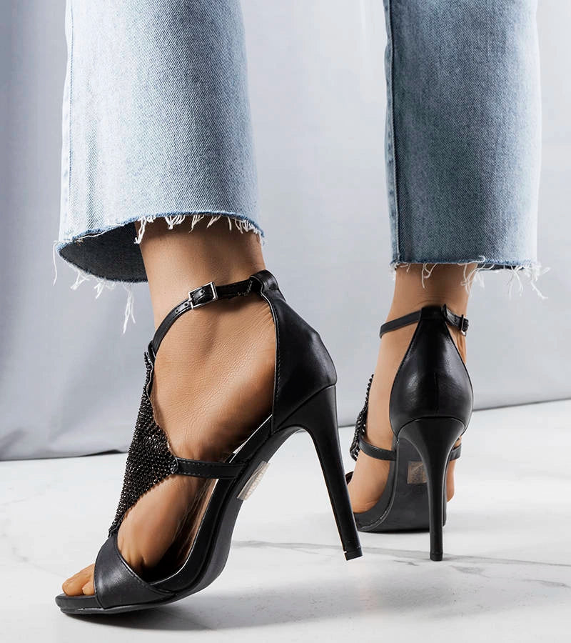 2-Černé elegantní sandály Caleb na jehlovém podpatku-2