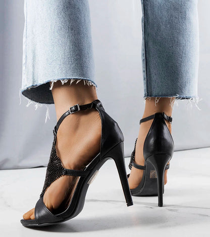2-Černé elegantní sandály Caleb na jehlovém podpatku-2