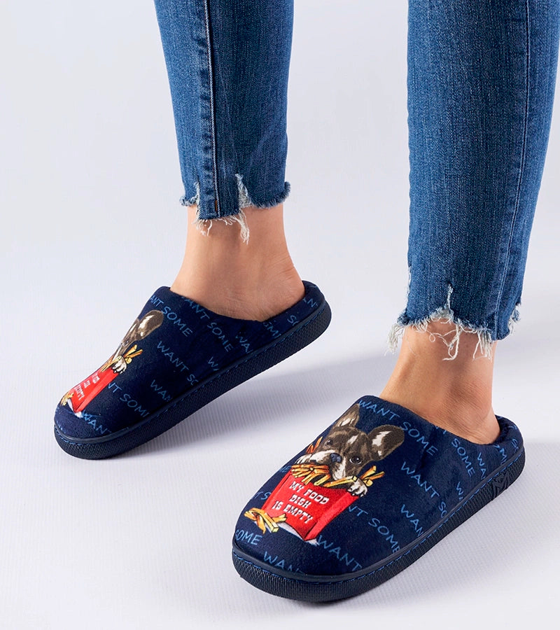 1-Námořnicky modré měkké pantofle Frenchfries-1