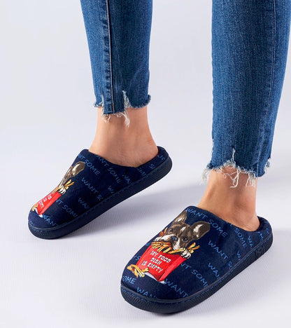 1-Námořnicky modré měkké pantofle Frenchfries-1