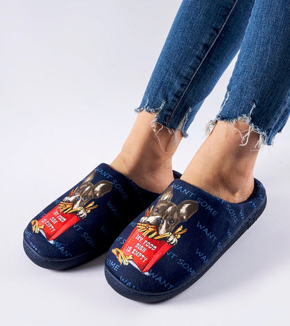 3-Námořnicky modré měkké pantofle Frenchfries-3