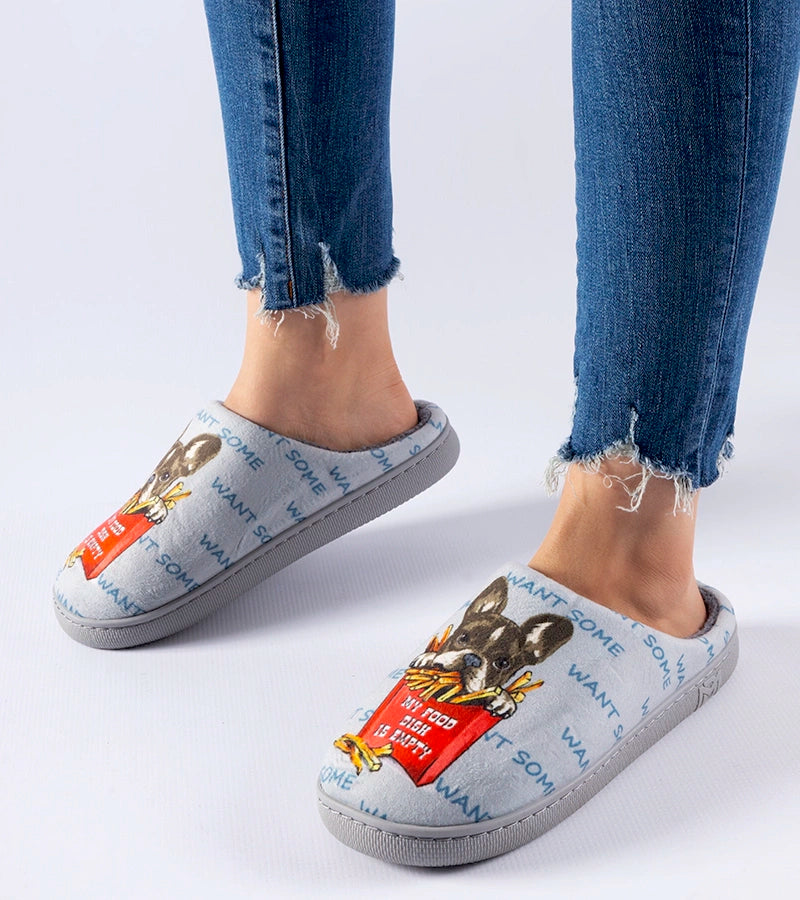 3-Šedé měkké pantofle Frenchfries-3