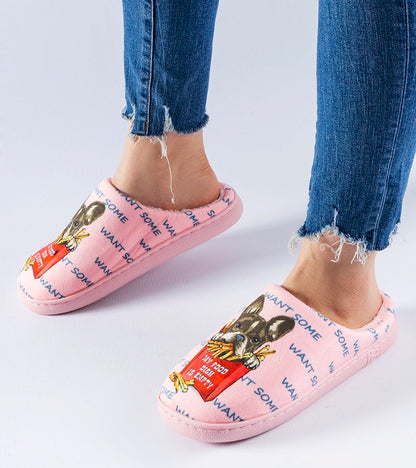 1-Růžové měkké pantofle Frenchfries-1