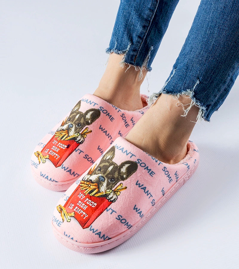 3-Růžové měkké pantofle Frenchfries-3