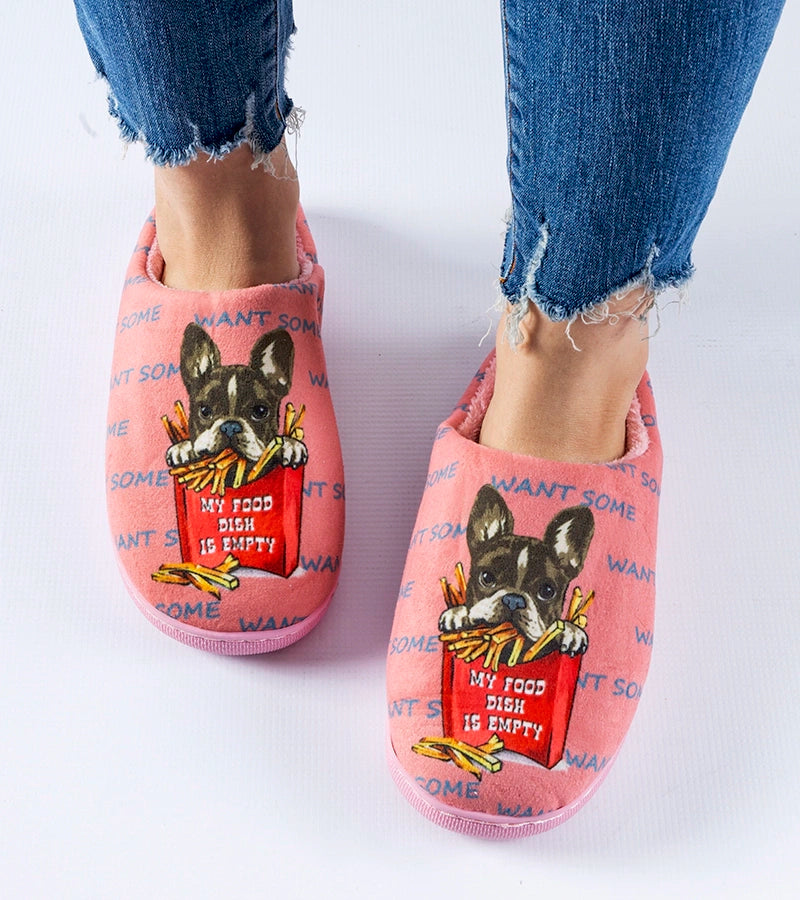 2-Tmavě růžové měkké pantofle Frenchfries-2