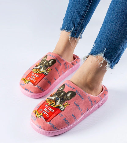 1-Tmavě růžové měkké pantofle Frenchfries-1