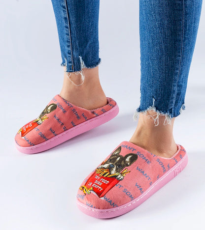 3-Tmavě růžové měkké pantofle Frenchfries-3