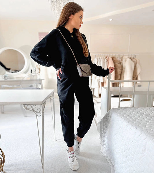 1-Černá fleecová tepláková souprava Dance-1