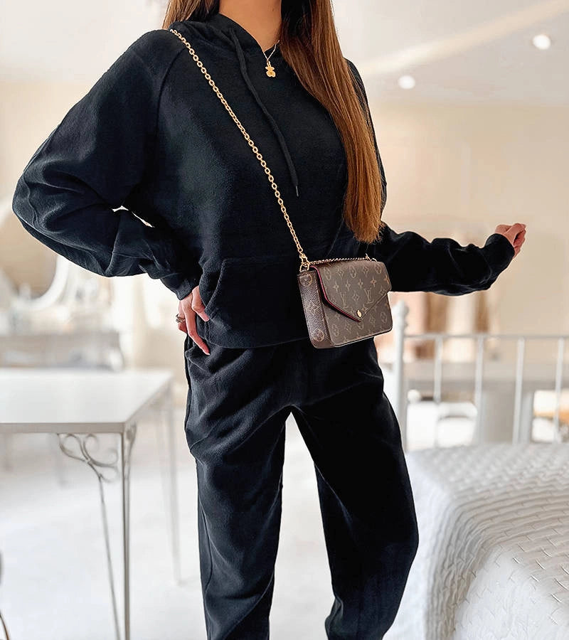 2-Černá fleecová tepláková souprava Dance-2