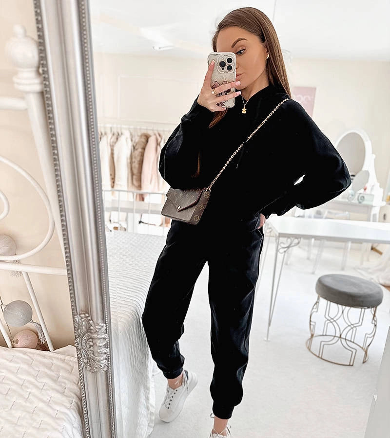 3-Černá fleecová tepláková souprava Dance-3