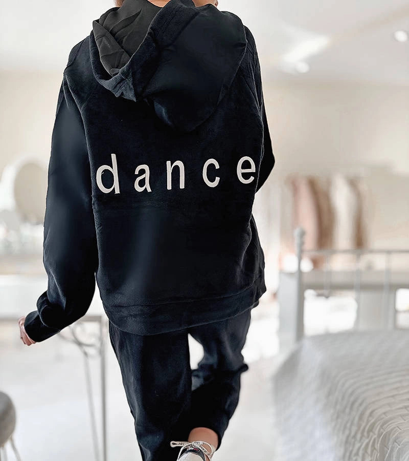 4-Černá fleecová tepláková souprava Dance-4