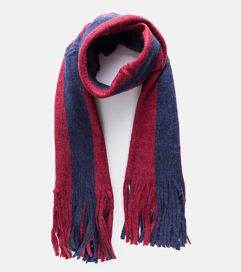 1-Černo-červená šála s třásněmi od Lana-1