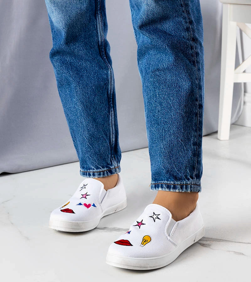 1-Bílé látkové tenisky se záplatami Anais-1