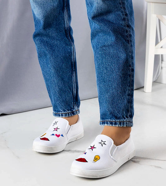 1-Bílé látkové tenisky se záplatami Anais-1