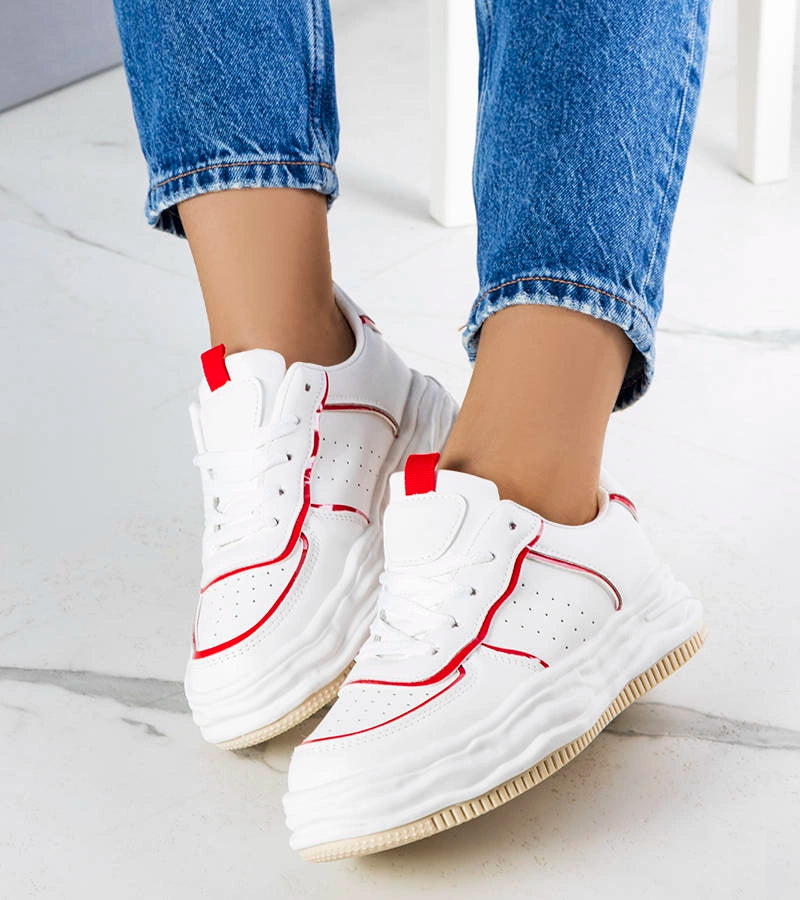 2-Bílé tenisky s červenými vložkami Nettie-2