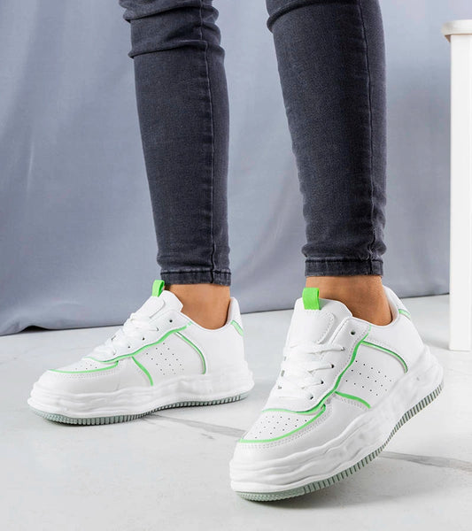 1-Bílé tenisky se zelenými vložkami Nettie-1