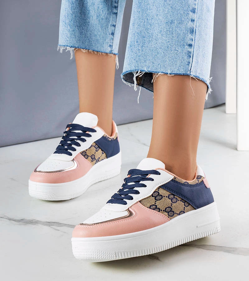 1-Růžové a tmavě modré dámské tenisky Luzia-1