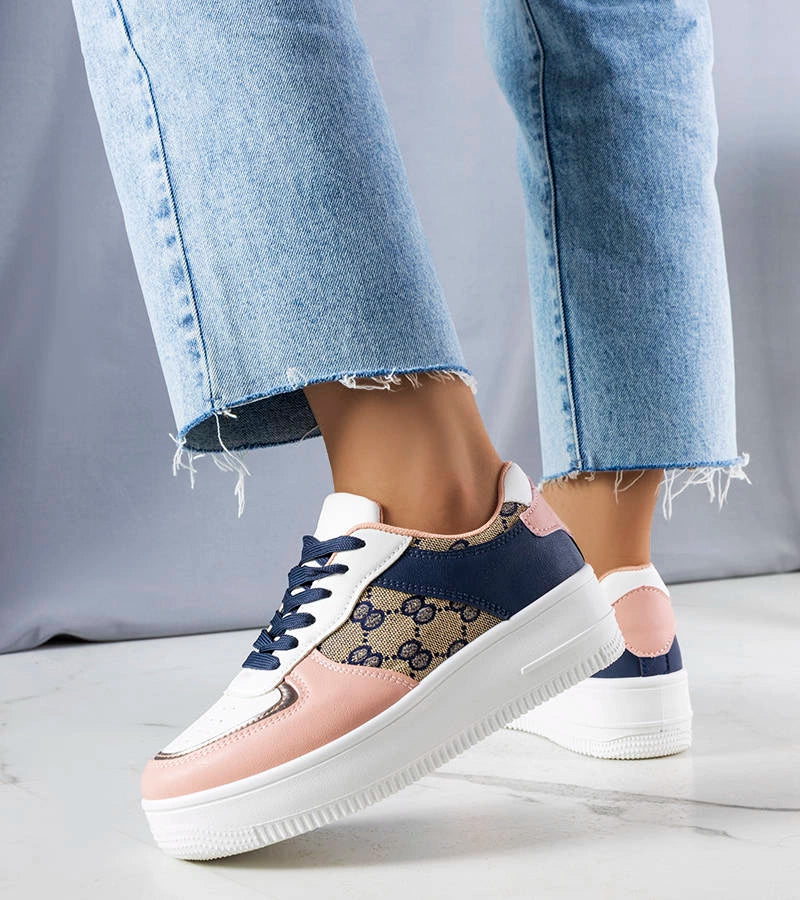 3-Růžové a tmavě modré dámské tenisky Luzia-3