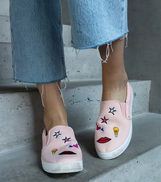 1-Šedé látkové tenisky s nášivkami Anais-1