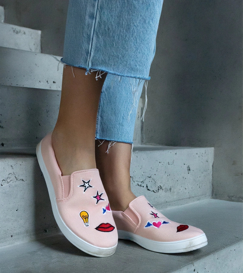 2-Šedé látkové tenisky s nášivkami Anais-2