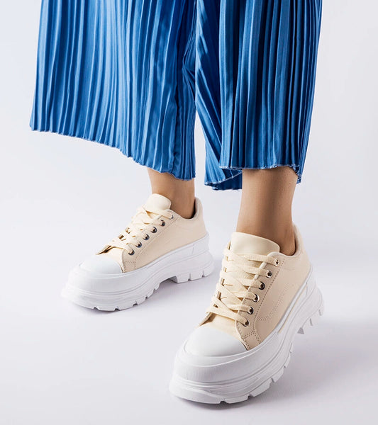 1-Béžové tenisky na vysoké platformě Kari-1