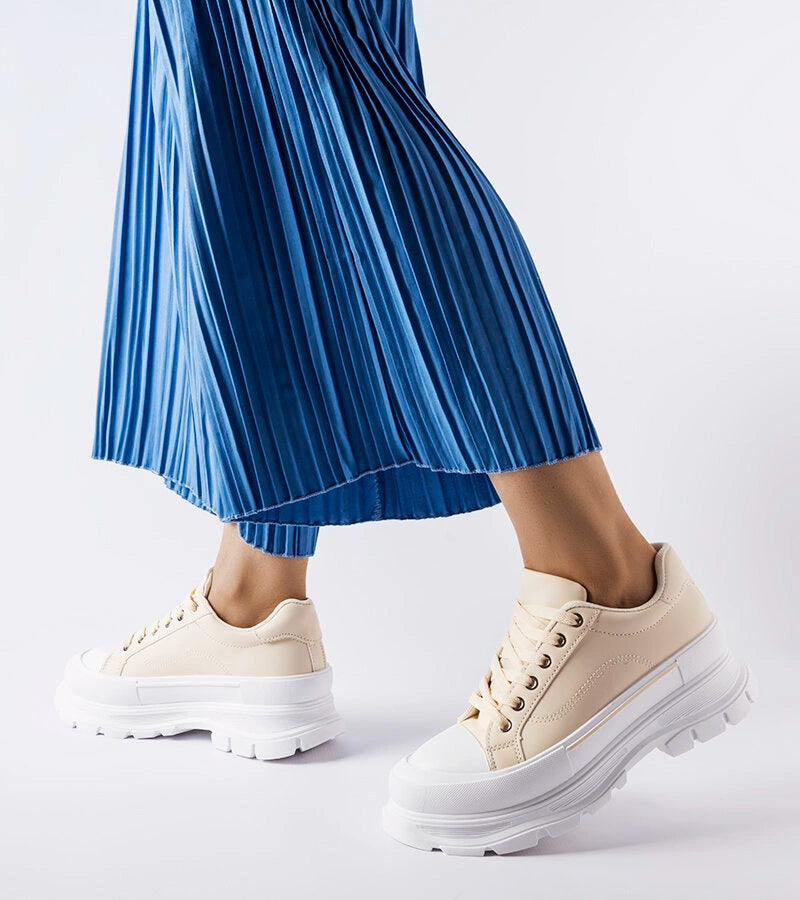 2-Béžové tenisky na vysoké platformě Kari-2