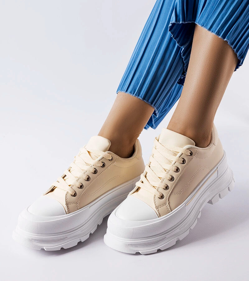 3-Béžové tenisky na vysoké platformě Kari-3