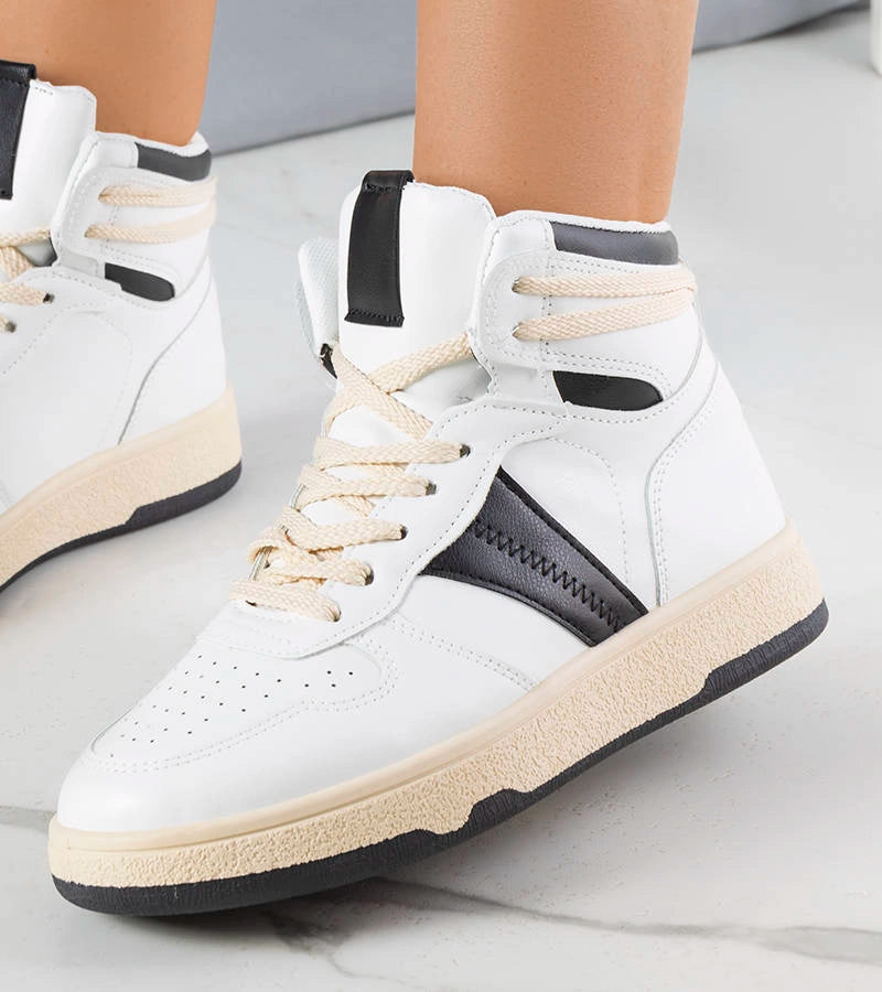 2-Bílé a černé kotníkové tenisky Robin-2