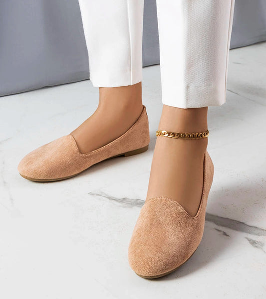 1-Béžové baleríny z eko semiše Marion-1