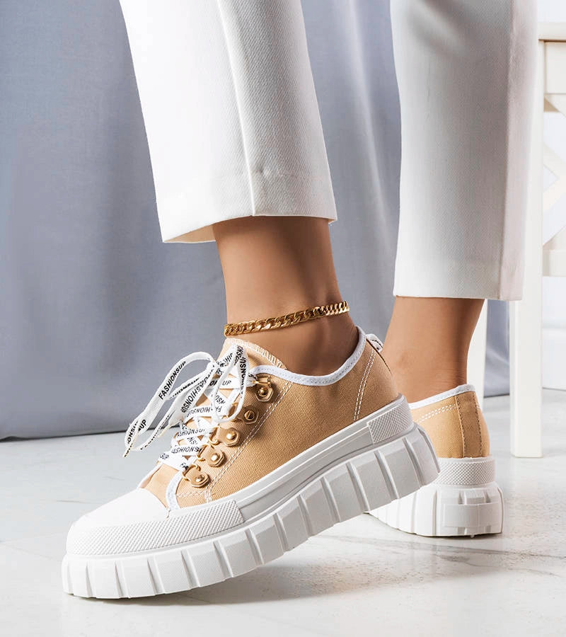 3-Béžové tenisky na platformě Toni-3