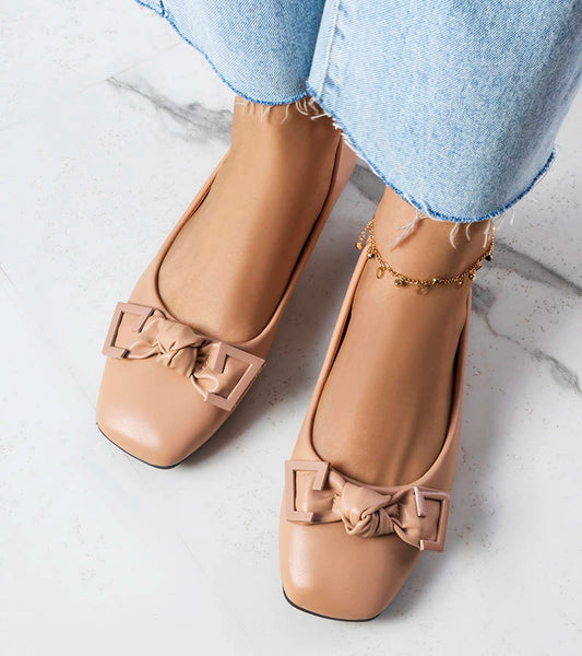 2-Béžové baleríny s mašlí Tabitha-2