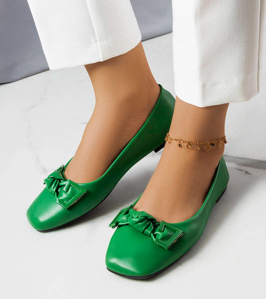 1-Zelené baleríny s mašlí Tabitha-1