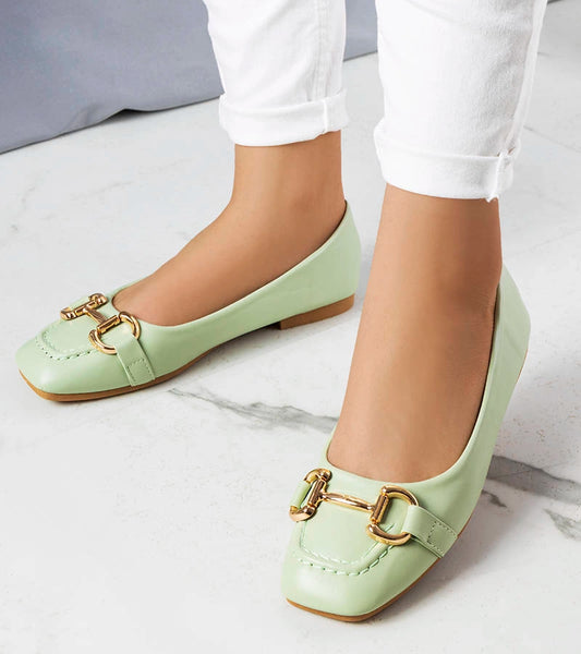 1-Zelené baleríny se zlatým zdobením Iris-1