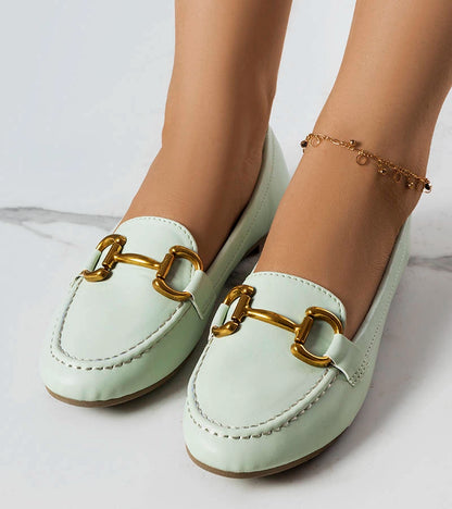 2-Zelené mokasíny se zlatým zdobením Regina-2