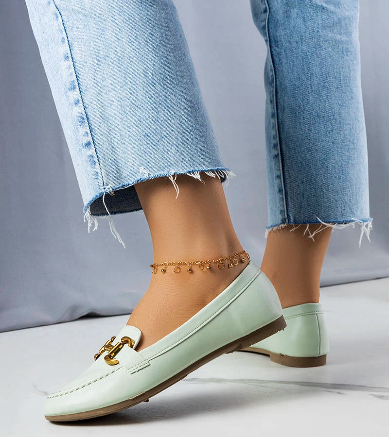 3-Zelené mokasíny se zlatým zdobením Regina-3