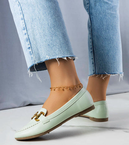 3-Zelené mokasíny se zlatým zdobením Regina-3