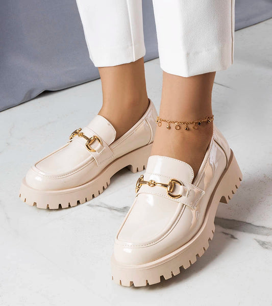 1-Béžové lakované polobotky Simard-1