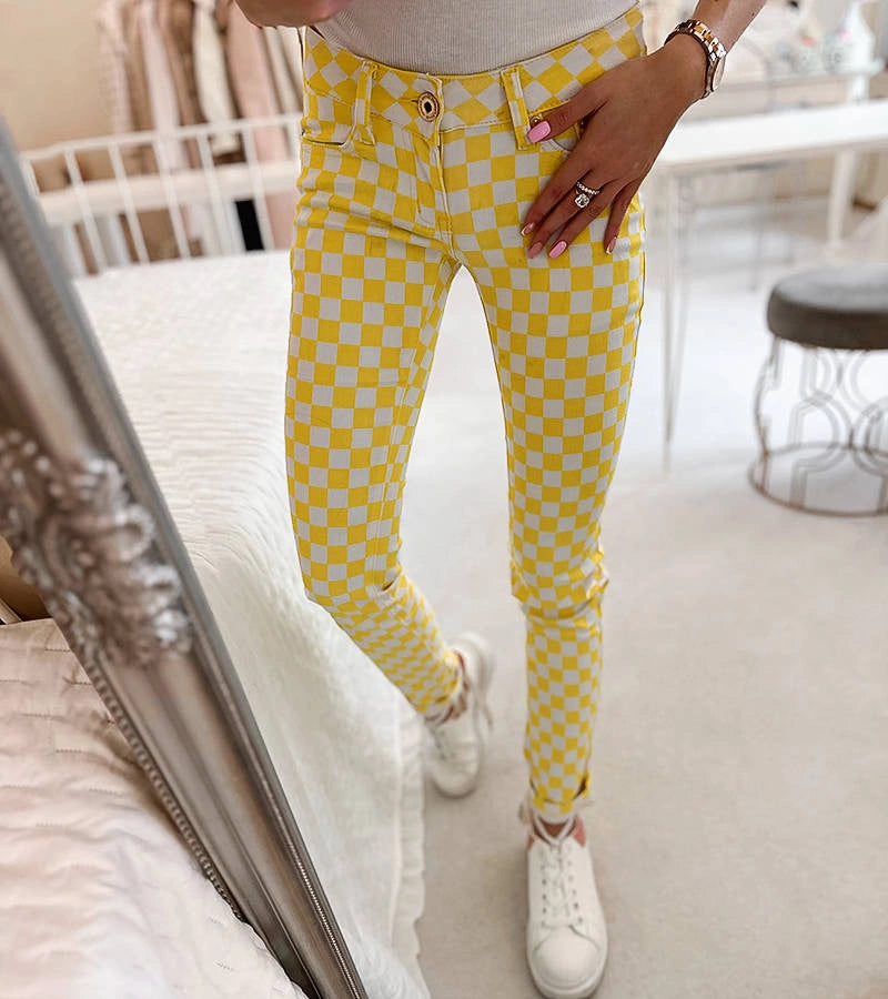 3-Žluté látkové kalhoty Bler-3