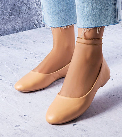 1-Béžové baleríny s koženou stélkou Truchon-1