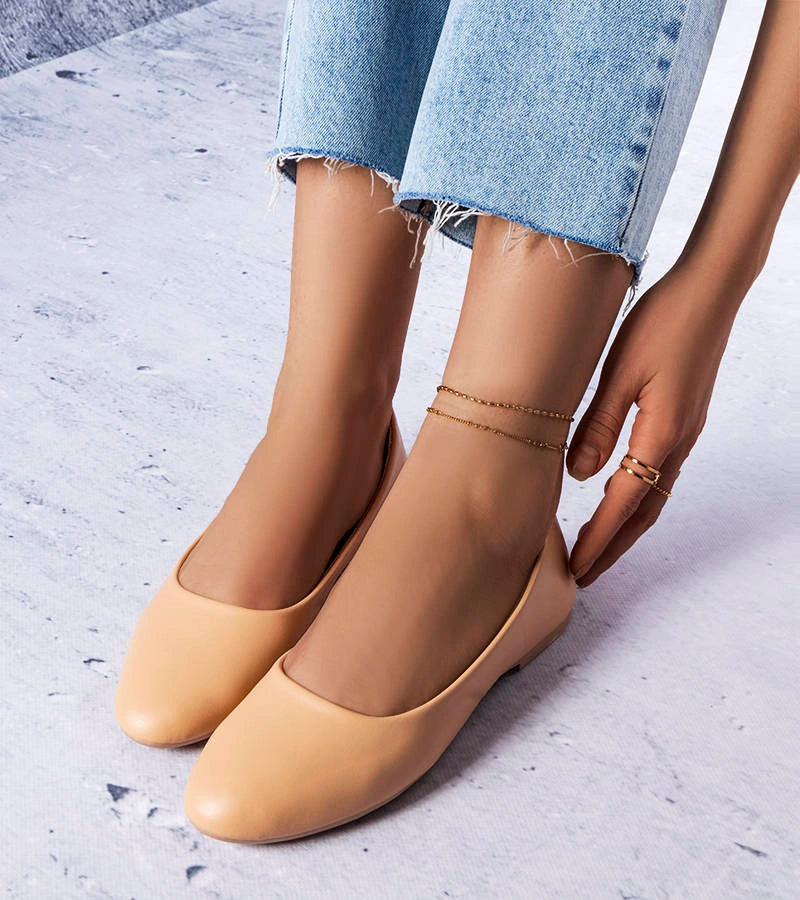 2-Béžové baleríny s koženou stélkou Truchon-2