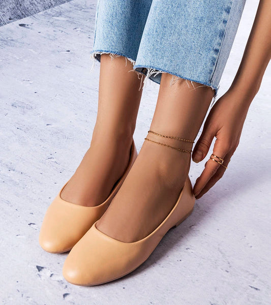 2-Béžové baleríny s koženou stélkou Truchon-2