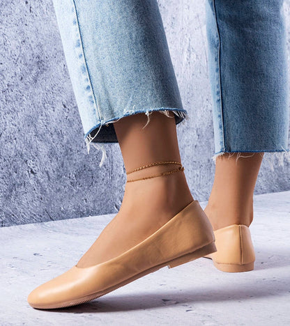 3-Béžové baleríny s koženou stélkou Truchon-3