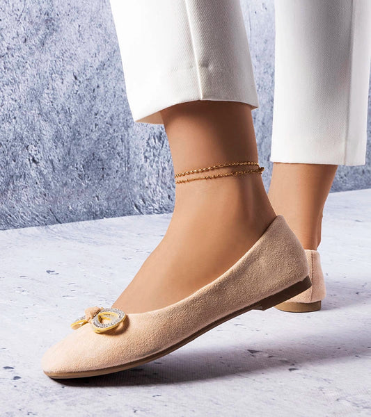 2-Béžové baleríny s mašlí Gaillou-2