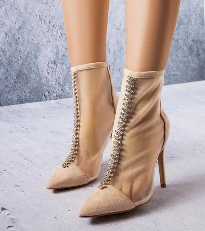1-Béžové boty zdobené zirkony Veilleux-1